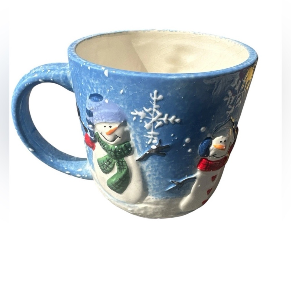 Snowman Family Button Up Ceramic Coffee Mug Tree Sonoma St. Nicholas Square